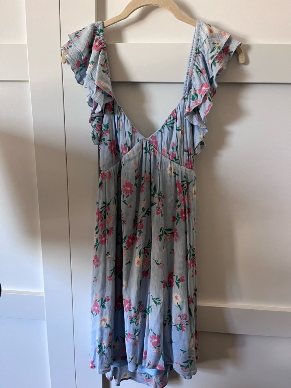 Light Blue Floral Ruffle Sundress